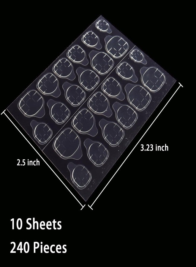 Laza 10 Sheets 240Pcs Ultra-Thin Clear Nail Adhesive Tabs 12 Sizes Waterproof Fake Nails Glue Sticker Super Sticky Nail Bond Double Sided Jelly Glue for Press On Nails Stickers Manicure Tabs - Image 5